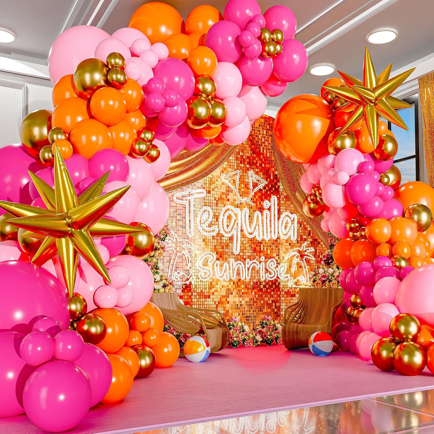 Orange Lighting Decor - 123 Peças de Balões de Látex