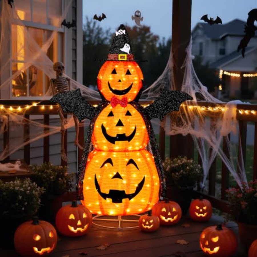 Orange Lighting Decor - Decorações de Halloween para Exterior: Abóbora