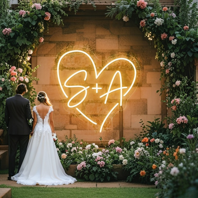 Lighting Decoration Ideas - Iniciais personalizadas coração led sinal de
