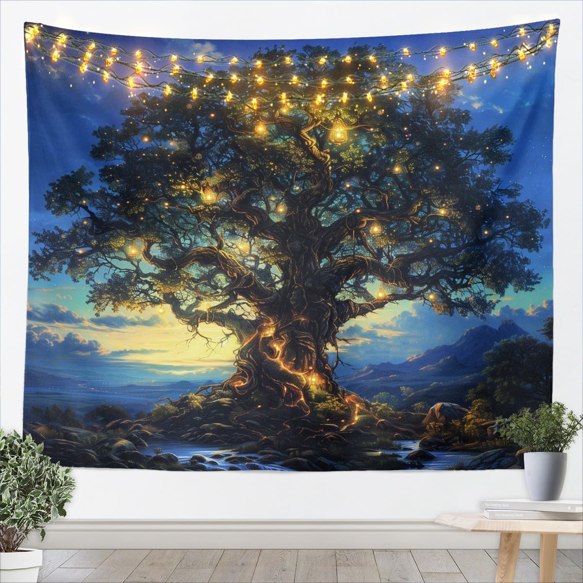 Wall Decor Lighting Tree - Tapeçaria de Parede Luxuosa com Tema