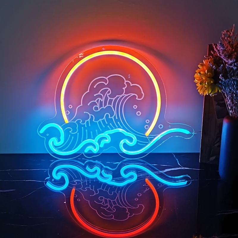 Onda parede sinal de luz néon  - Lighting Decor Sunrise avaliação e preço