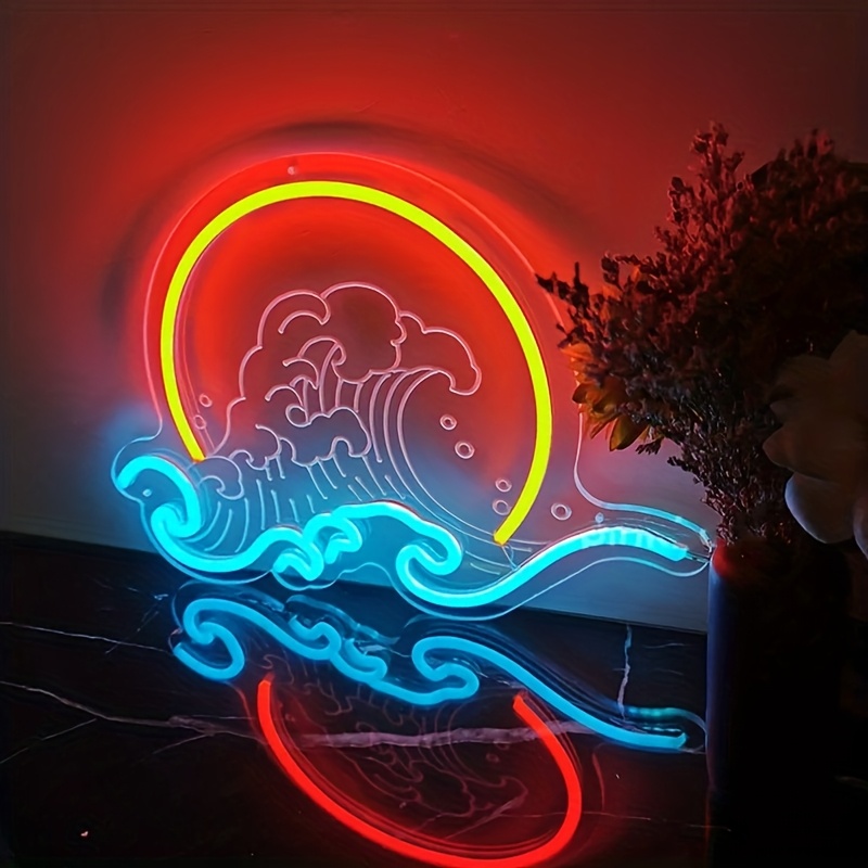Onda parede sinal de luz néon  - Lighting Decor Sunrise avaliação e preço