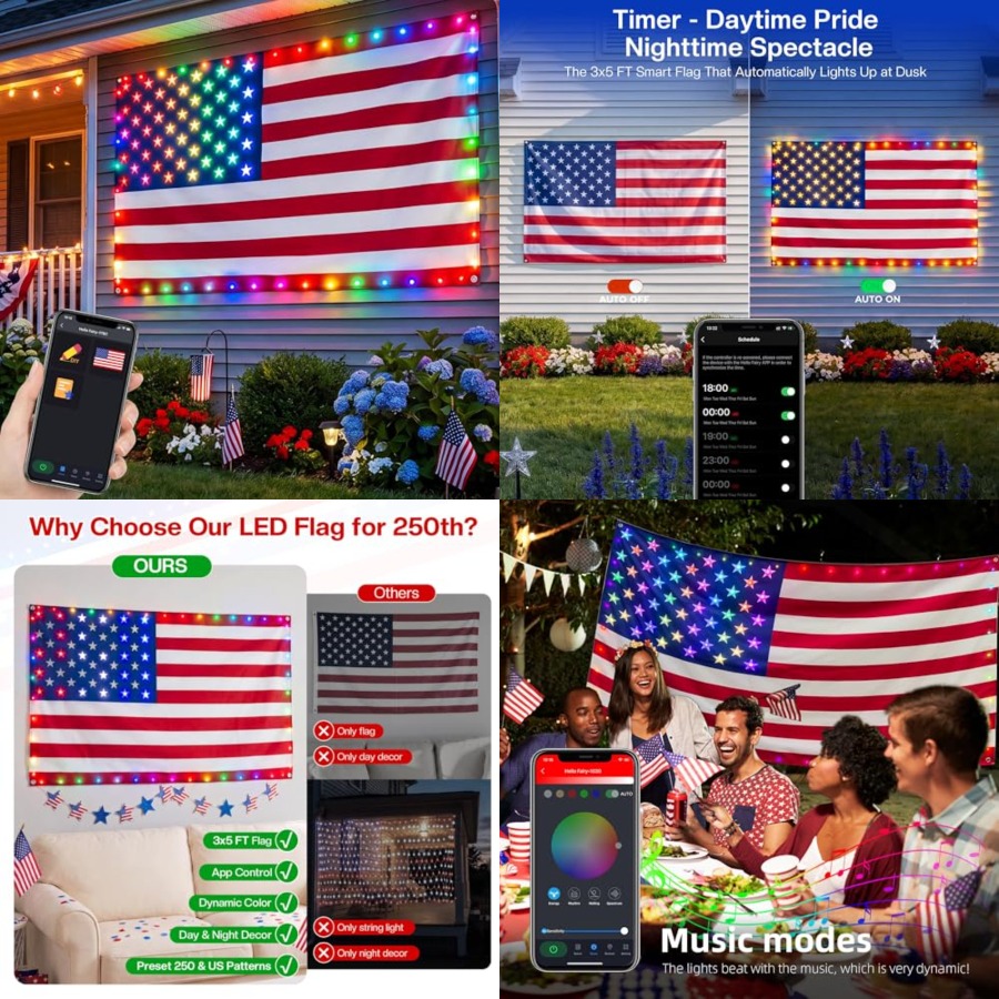 Bandeira Americana Iluminada I - Up Lighting Decor avaliação e preço