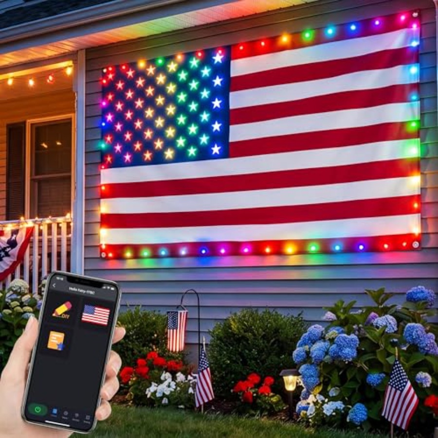 Bandeira Americana Iluminada I - Up Lighting Decor avaliação e preço