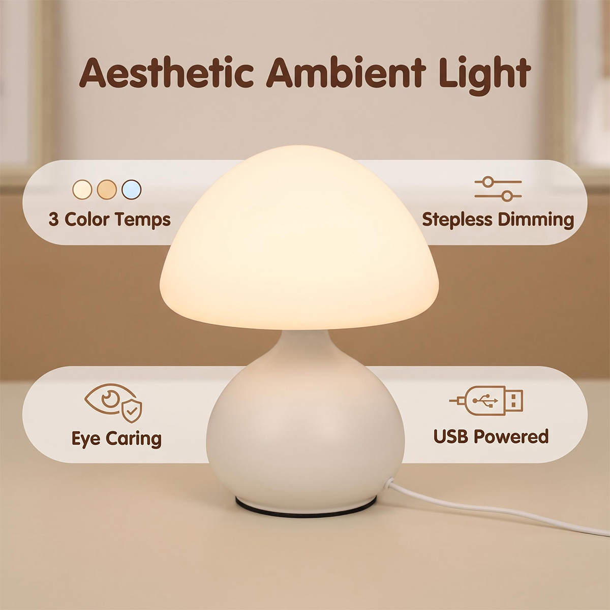 Mini Lâmpada de Cabeceira em F - Mushroom Table Lamp avaliação e preço