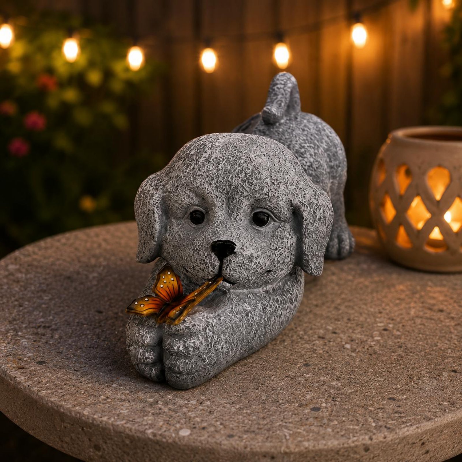 Estátua de Cão Solar em Resina - Yard Lighting Decor avaliação e preço